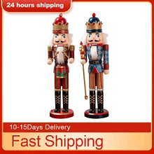 Mini Figurines de casse-noisettes en bois de 38CM, cadeau de noël, poudre scintillante et brillante, ornements, 2020