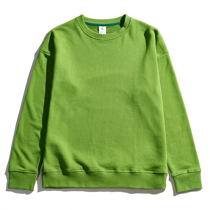 Light Green Хлопковые цветные однотонные толстовки мужская домашняя кофта с круглым горлом Женский пуловер с длинным рукавом свитшот на заказ Diy женская одежда - Цвет: Light Green