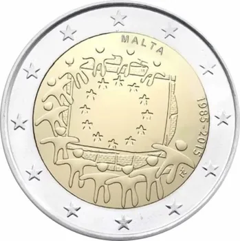 

Malta's 30th Anniversary Use EU Flag in 2015 2 Euros 100% Real Original Coins Currency Coins Unc