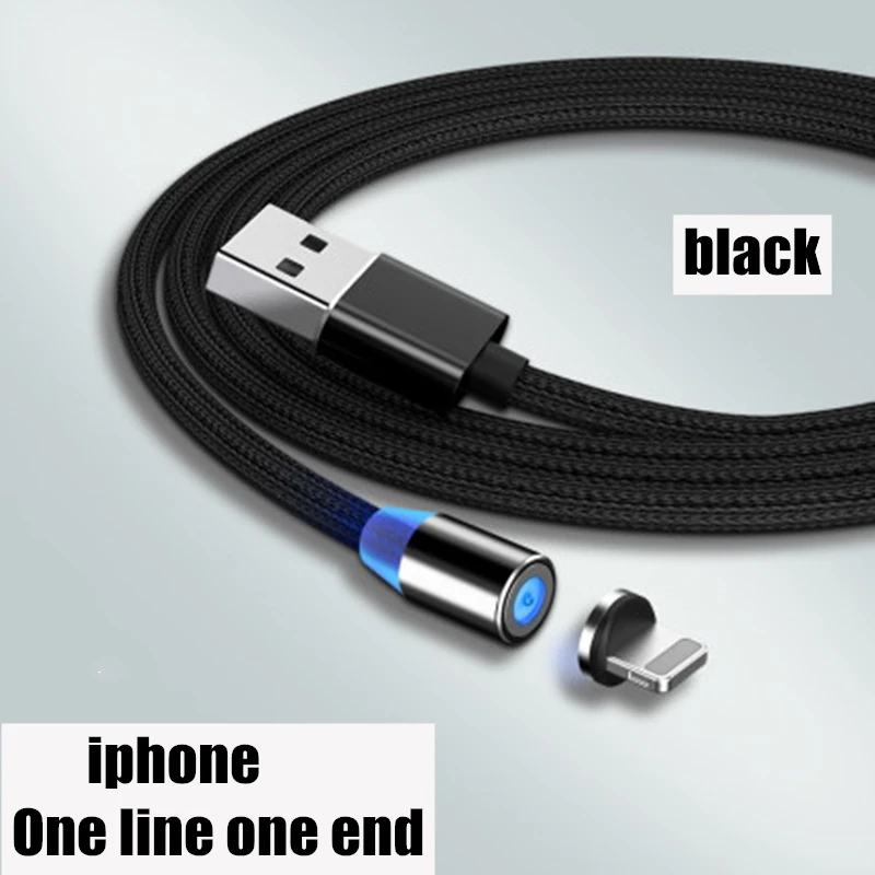 Магнитный USB кабель для зарядки и передачи данных для type-C IOS iPhone Android Micro USB кабель для быстрой зарядки и синхронизации данных для смартфонов - Цвет: For iPhone  black