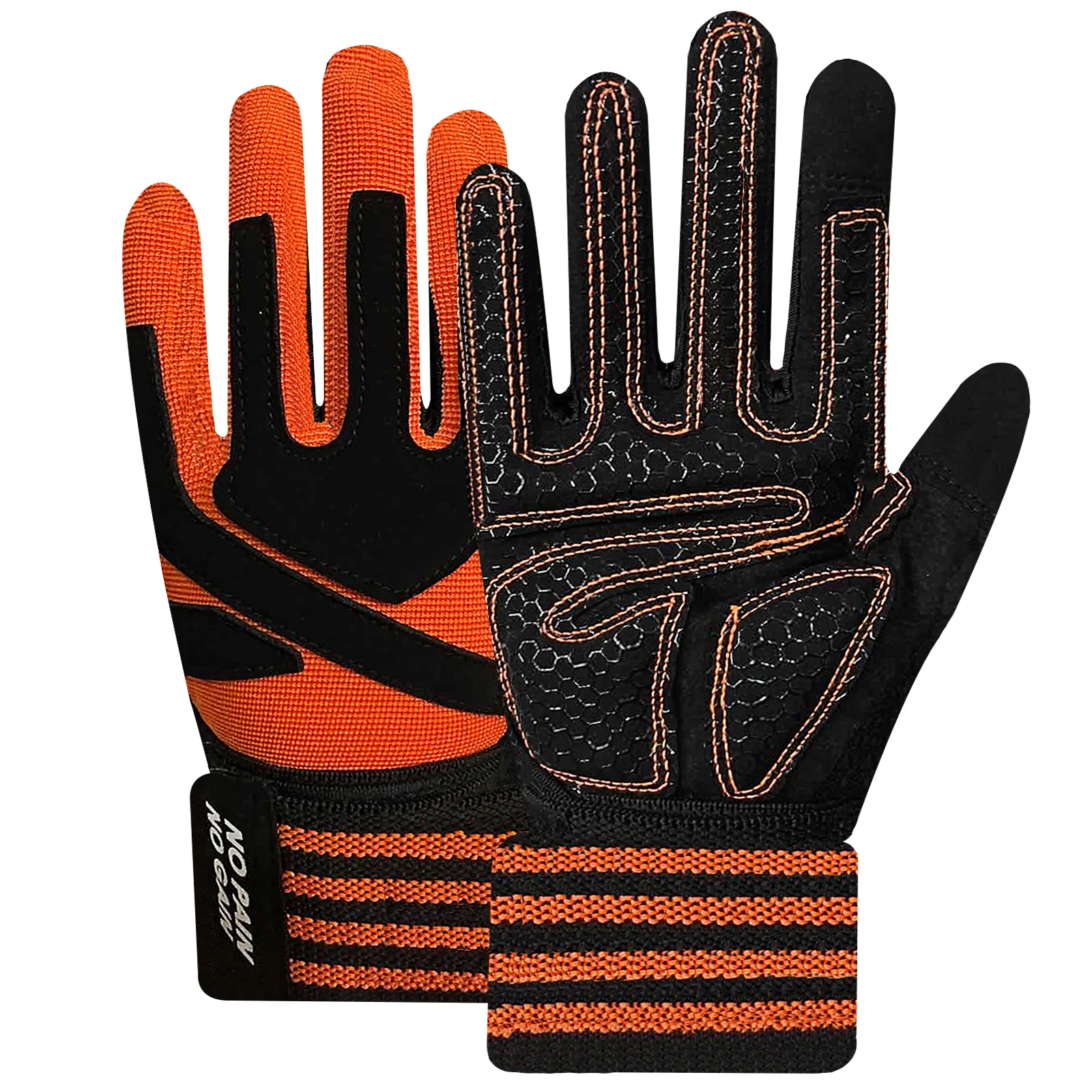 Gants De Fitness BIONIC Pour Homme - Confort Naturel, Gris/Orange - Idéal Pour La Gym