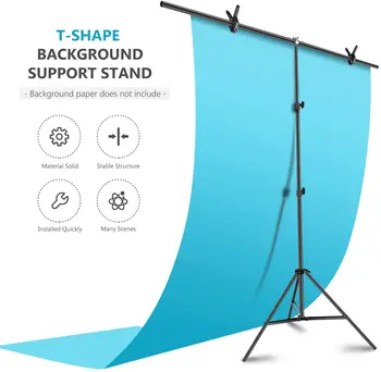 

Background Tripod T-shape Backdrop Background Stand Frame Support System Kit with Clamps for Professional Photography