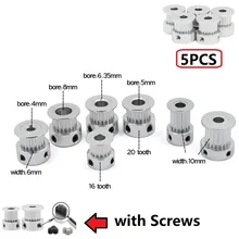 MEGA – pièces d'imprimante 3D GT2, poulie de synchronisation 16 20 dents 2GT alésage 5mm 8mm roue synchrone, partie d'engrenage pour largeur 6mm 10mm 5 pièces