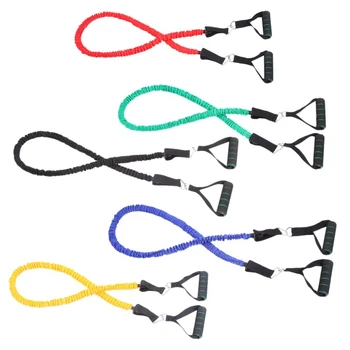

11 PCS Tube Resistance Bands Set 125 LB With Protective Nylon Sleeves Fitness Elastic Bands For Home Training Workouts