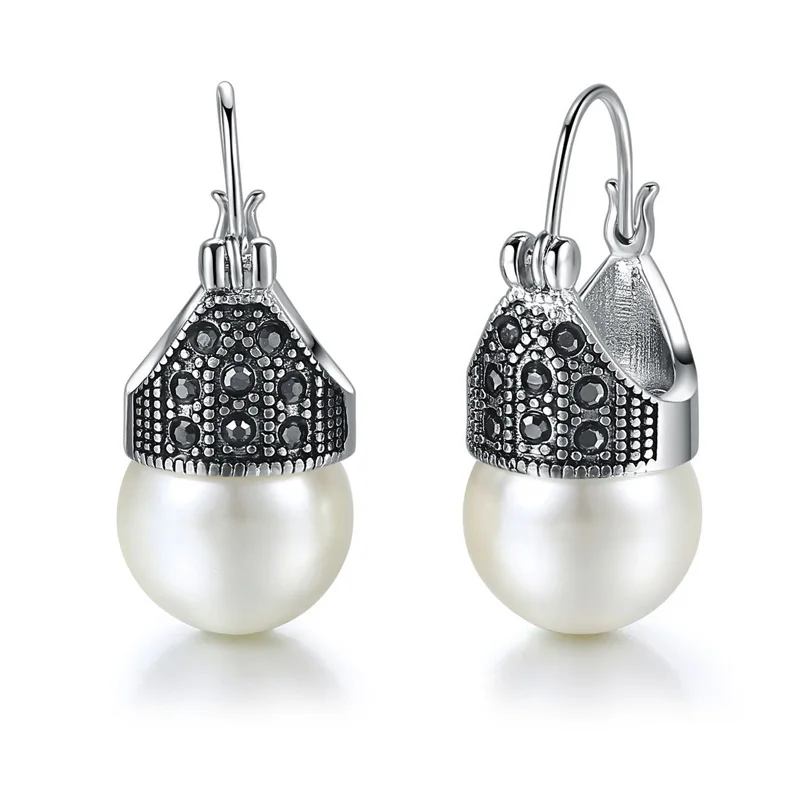 MOONROCY Free Shipping Fashion Jewelry wholesale Vintage Cubic Zirconia Crystal Imitation Pearl Earrings Vintage rings Gift