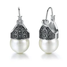 MOONROCY Free Shipping Fashion Jewelry wholesale Vintage Cubic Zirconia Crystal Imitation Pearl Earrings Vintage rings Gift