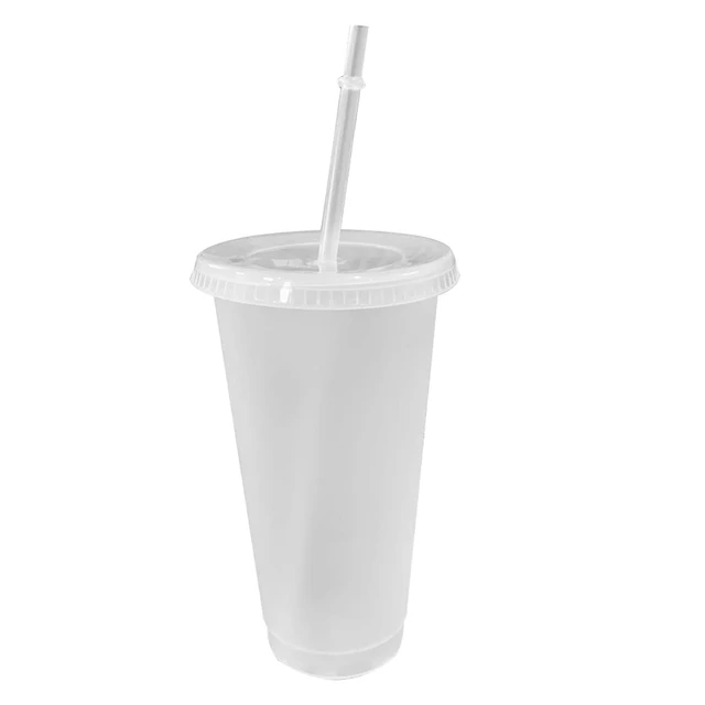 Reusable Plastic Cups With Straw And Lids, Black Durable Water Cup