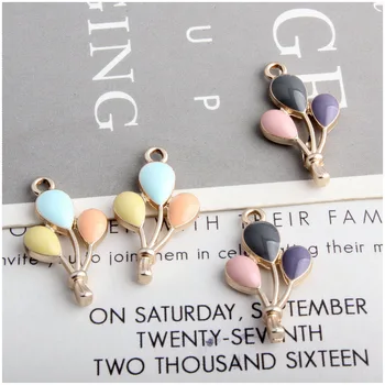 

10pcs/lot DIY Jewelry Accessories Gold Tone Hot Three Color Air Balloon Enamel Charm Pendants for Earring Making Findings XL511