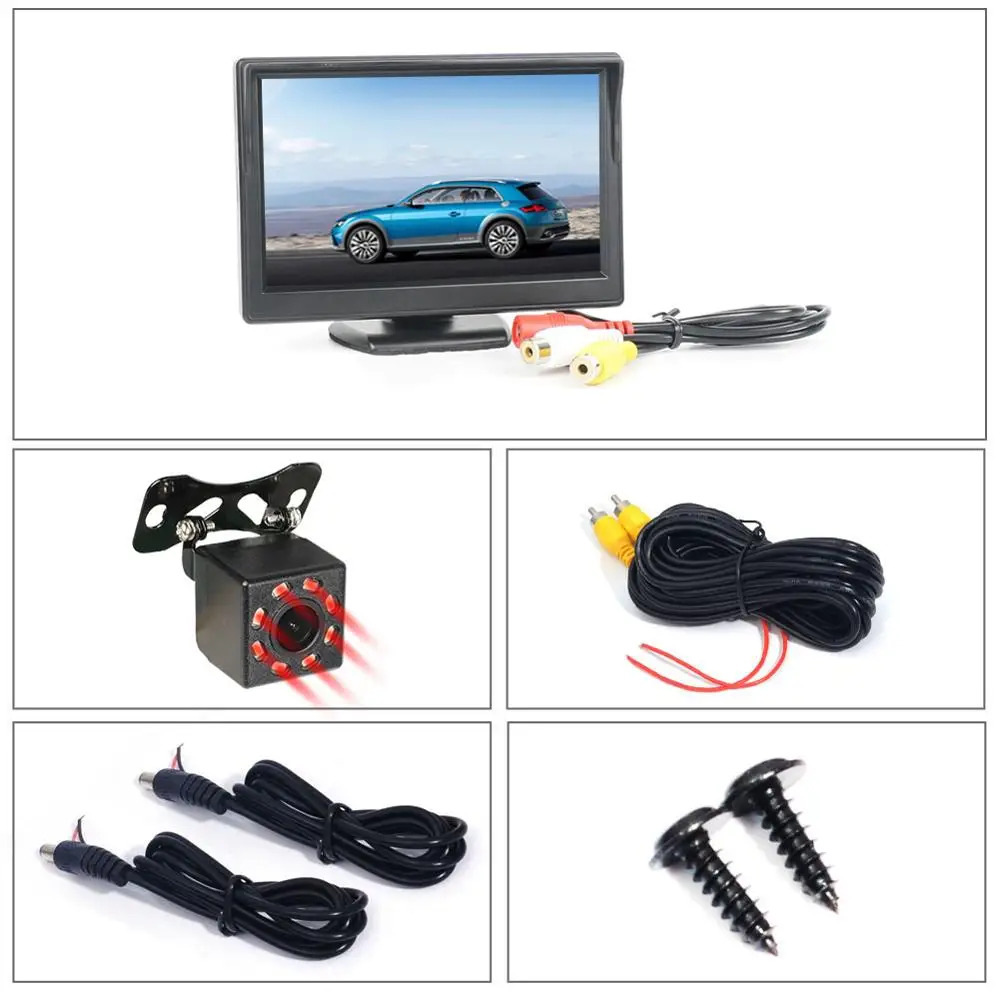 monitor 8infrared GSPSCN автомобильная парковочная система 5 дюймов монитор заднего вида+ Автомобильная запасная камера заднего вида инфракрасная камера - Цвет: monitor 8infrared