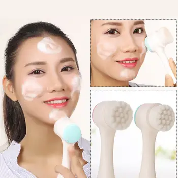 

Double-side Use Massage Facial Brush 3D Silicone Manual Cleansing Brush Soft Pore Cleaner Face Care Tool Cleansing Massage Brush