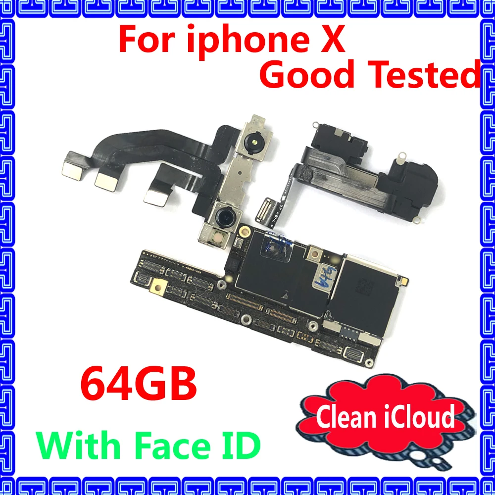 Оригинальная материнская плата для iphone X чистая iCloud разблокированная с/без Face ID +