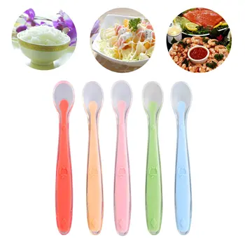 

HOT Safety Silicone Soft Head Children Baby Spoon Baby Feeder Practical Antibacterial Feeding Spoon Children Flatware Tableware