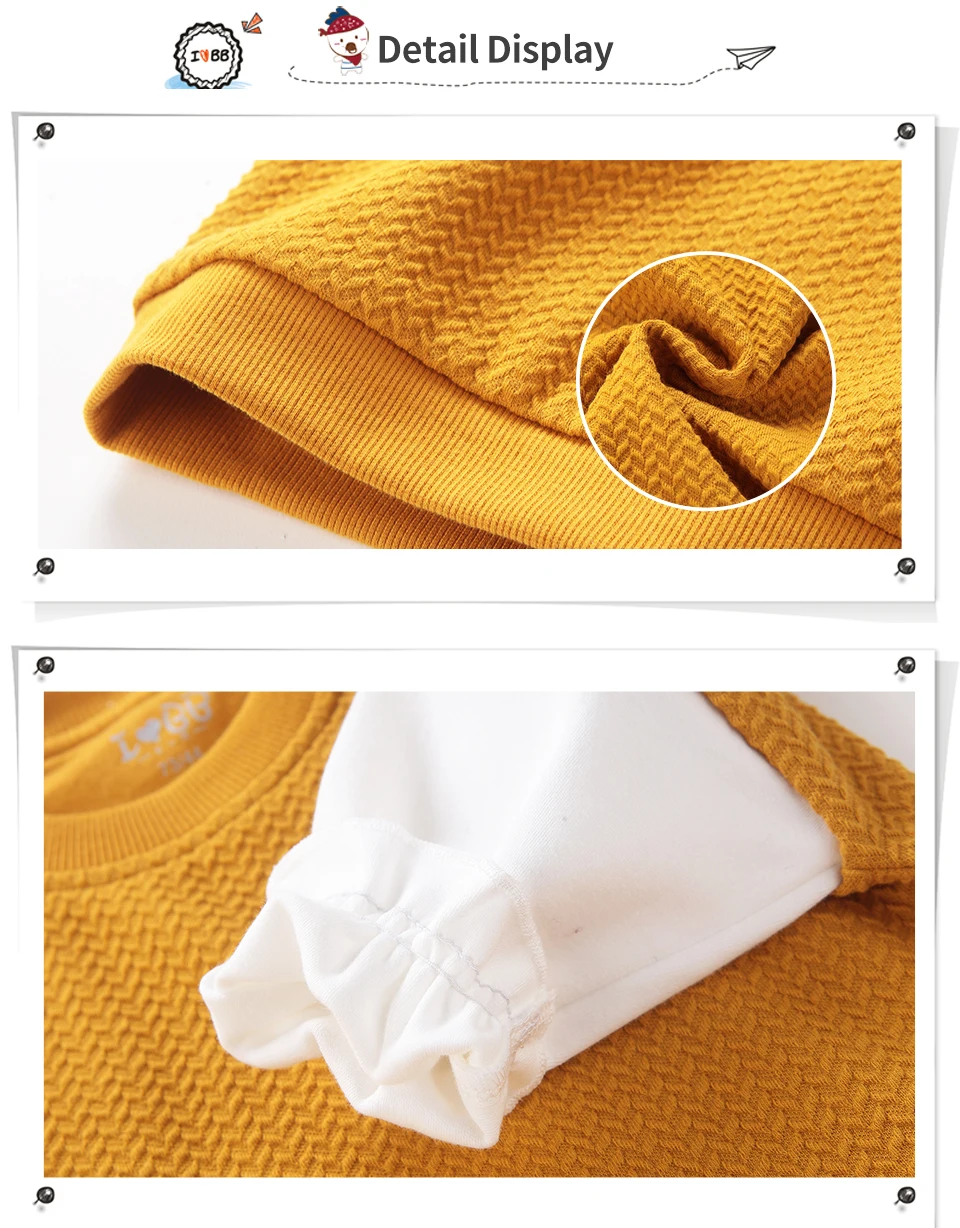 Зимняя футболка, желтые теплые футболки, одежда для маленьких девочек, хлопковая Осенняя футболка с длинными рукавами и круглым вырезом