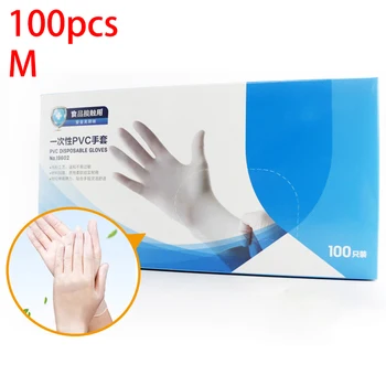 

100 Pcs Durable White Disposable PVC Gloves Powder Free Gloves Non Latex Soft Outdoor Cycling Equipment Cycling Gloves