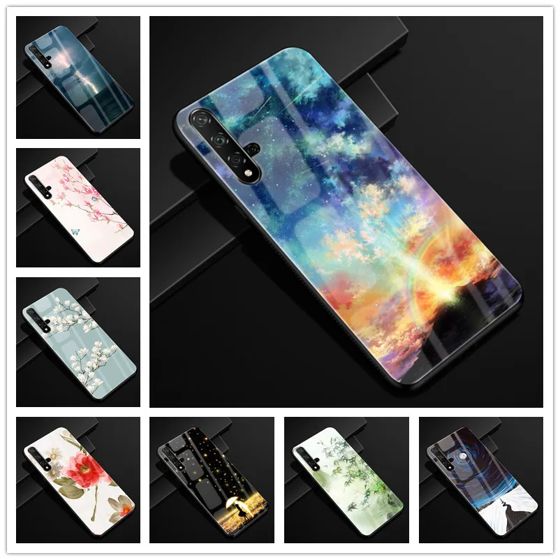 

For Huawei Honor 20 Case Tempered Glass Wolf Hard Back Cover For Huawei Honor 20 Pro Phone Case Soft Bumper Honor20 Capa Nova 5T
