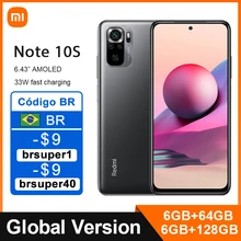 Global Version Xiaomi Redmi Note 10S 6GB 64GB/128GB Smartphone 10 S 64MP Quad Camera Helio G95 AMOLED DotDisplay 33W 5000mAh