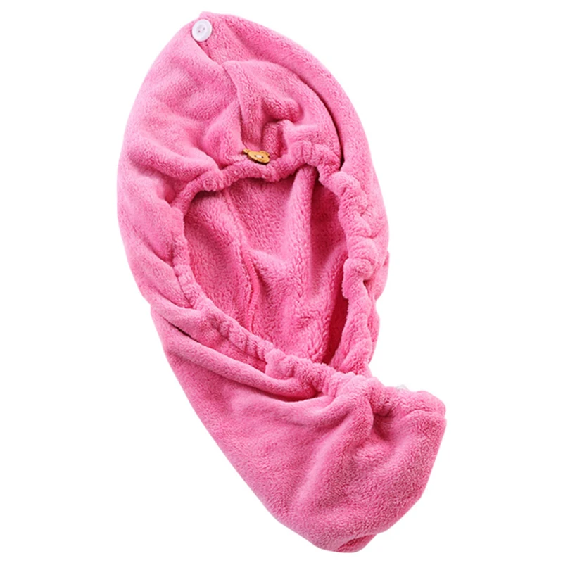 Полотенце для сухих волос, супер впитывающее мягкое быстросохнущее полотенце из микрофибры J99Store - Цвет: rose red
