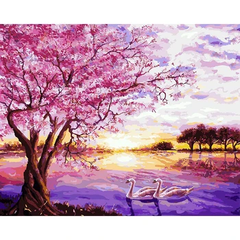 

GATYZTORY DIY HandPainted Oil Painting Paint By Numbers For Adults Children Landscape Picture Colouring Home Decor