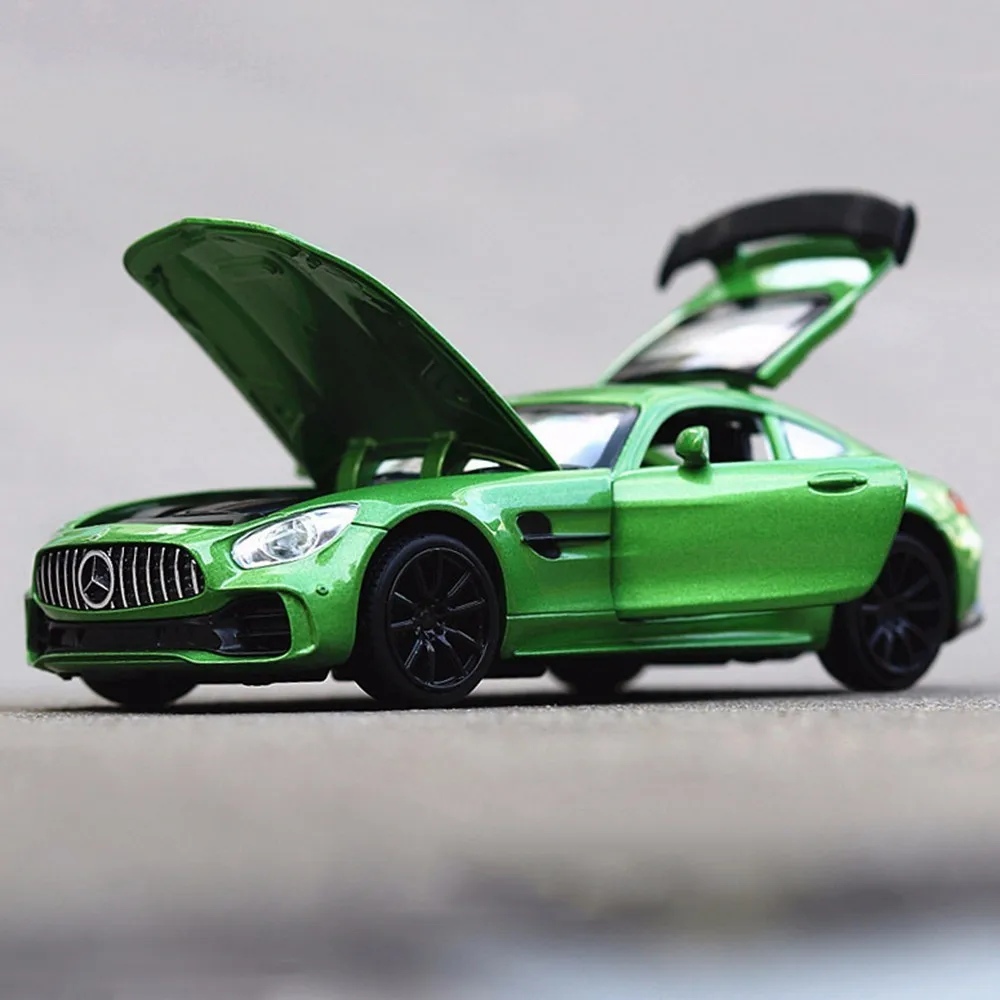 Модель спортивного автомобиля из 1/32 сплава Mercedes-Benz AMG GTR, вытяжной звук и светильник, литье под давлением, игрушечный автомобиль, подарок ребенку на день рождения