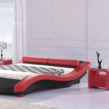 

Bedroom furnitures King Size Real Genuine leather bed frame Modern Soft Beds Home Bedroom and living room Furniture