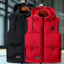 Мужские куртки, теплые, без рукавов, повседневные, толстые жилеты, Толстая куртка для мужчин, для мужчин, зимняя, без рукавов, с капюшоном размера плюс 9XL