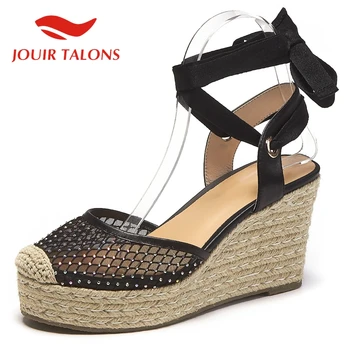 

JOUIR TALONS 2020 Dropship Women Shoes Wedges Med Platform cross-tied Summer Leisure Woman Sandals