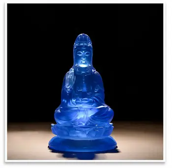 

China Tibetan Buddhism Bule Resin Kwan-yin Boddhisattva Guan Yin Buddha Statue