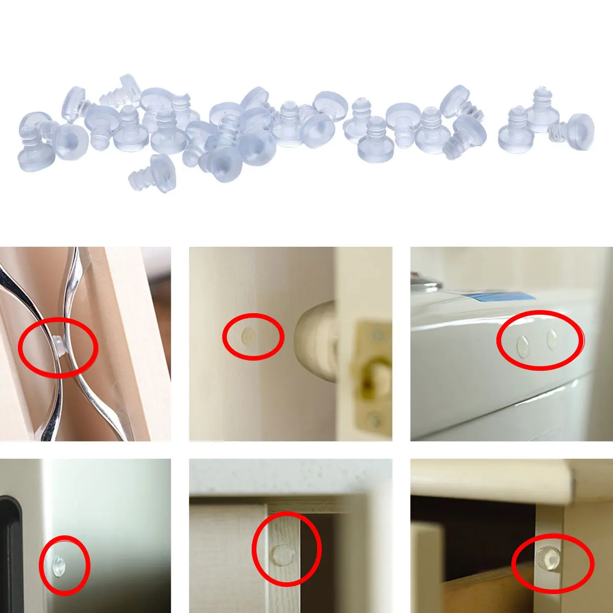 30Pcs Glass Table Top Spacers Anti Collision Rubber Embedded Bumpers Antislip Drawer Cabinet Door Bumper Pad Furniture Protector