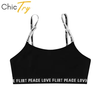 

ChicTry Kids Teens Cotton Adjustable Straps Sports Dancing Bra Young Girls Ballet Gymnastics Tops with Removable Pads Dance Wear