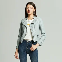 New Spring Women Faux Leather Jacket Biker Red White Coat Turndown Collar PU Motorcycle Jackets Slim Streetwear Outerwear KZ271