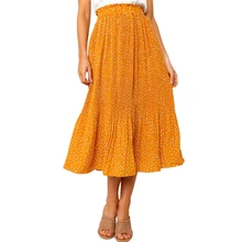 Повседневные, вечерние, эластичные женские юбки с карманами, мягкие, в горошек, миди, винтажные, офисные, пышные, плиссированные, полиэстер