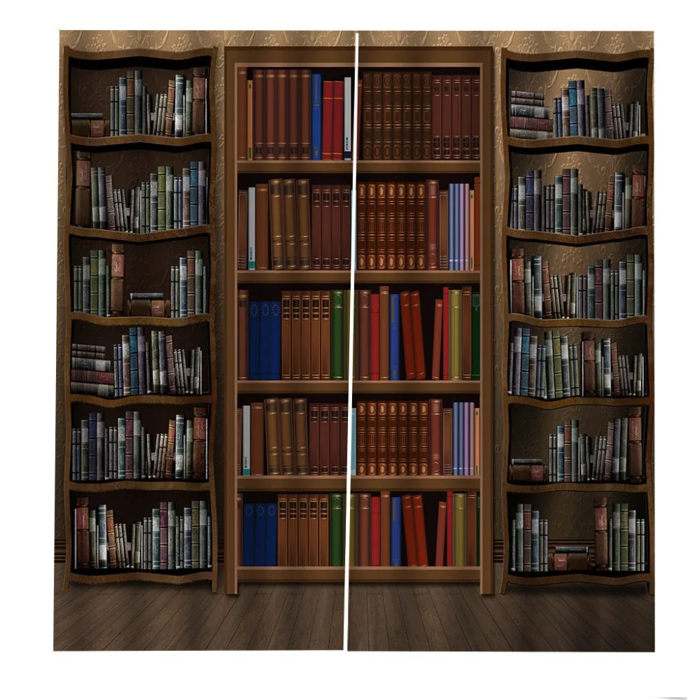3D шторы, изготовленные на заказ креативная книжная полка Гостиная Спальня Печать затемненные шторы японский стиль шторы