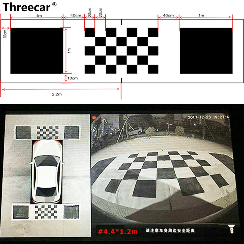 

4.4*1.2M/1.6*1.2M 3D Car Camera Correction Calibration Cloth for 360 Degree Surround Bird View Panoramic DVR System