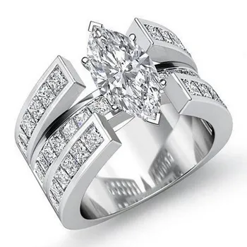 

Luxury Jewelry Handmade Fashion Jewelry 925 Sterling Silver Marquise Cut 5A Cubic Zirconia Women Wedding Bridal Ring Gift