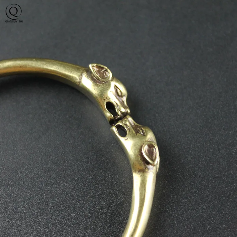 Punk Brass Leopard Bangles Bracelet for Men Women Jewelry Fashion Accessories Retro Solid Copper Unique Animal Cuff Bracelets
