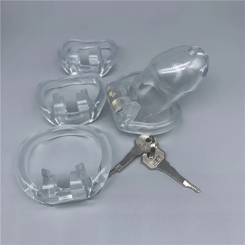 Resin Male Chastity Device with 4 Size Rings, Cage,ring,Chastity Belt, Lock,Adult Games Sex Toys For Men_voghion.com