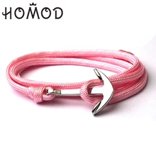 Homod браслет с якорем, женский шарм 550, веревка для выживания, цепь-Паракорд, браслет, Мужская обертка, спортивные серебряные застежки, подарки для детей