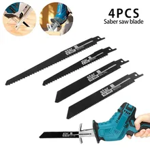 Lames de scie alternative en acier à haute teneur en carbone pour le bois et le métal, ensemble d'accessoires pour outils électriques, 4 pièces