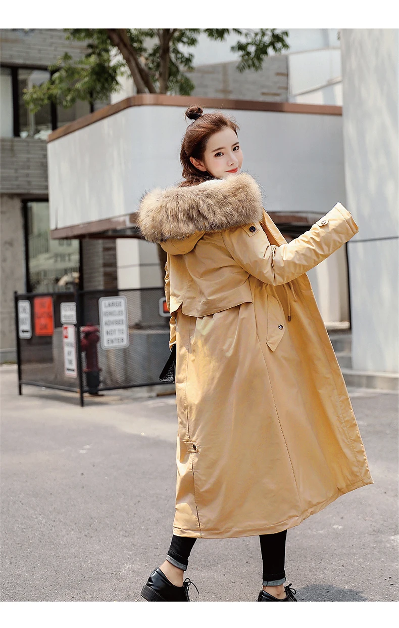 -30 Degrees Snow Wear X-Long Parkas Winter Jacket Women Fur Hooded Female Overcoat Fluff Lining Thick Winter Coat Women Clothess