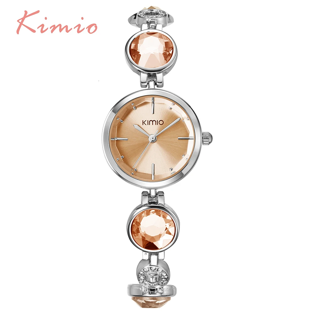 KIMIO Fanshion качественные кварцевые часы-браслет с кристаллами и бриллиантами, женские часы, брендовые Роскошные женские наручные часы для женщин - Цвет: orange