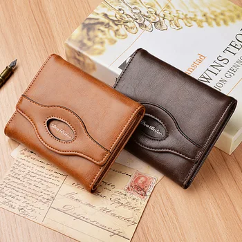 

Vitage Men Wallets Leather Wallet Money Bag Credit Card Holders Clutch bag Coin Pocket for Boy Short men small Wallets 2020 New