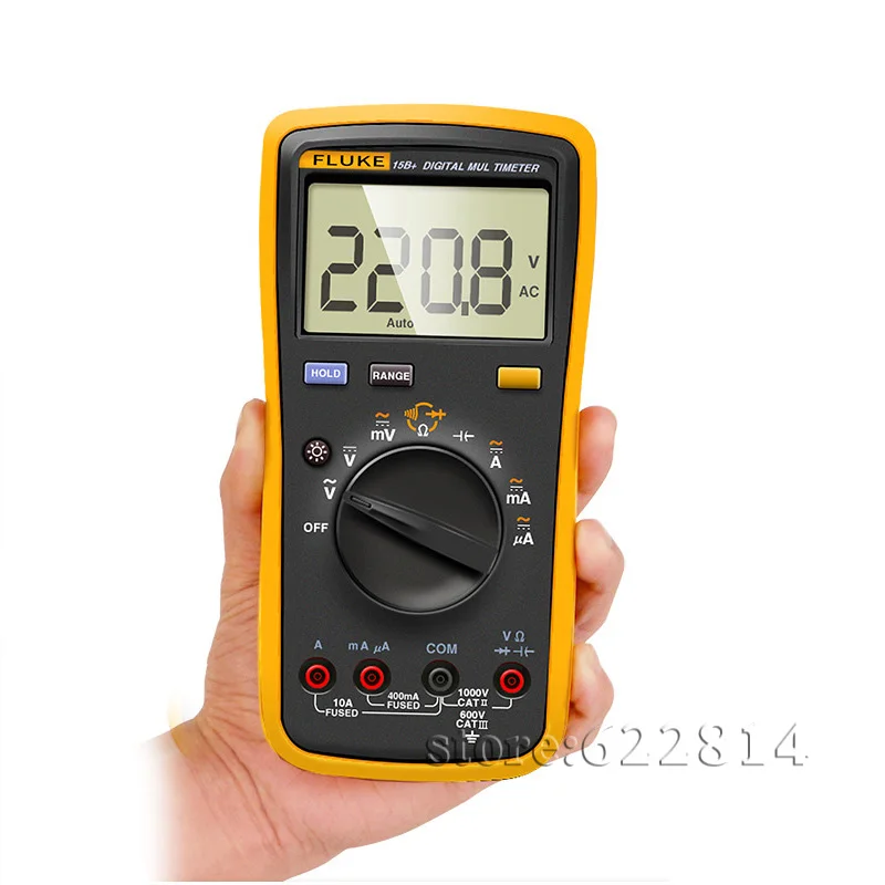 

Fluke 15B+ plus Digital Multimeter Auto test Range 4000 Counts AC/DC Voltage Current Resistance Meter Capacitance Frequency