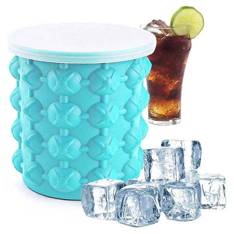 600/1000Ml Silicone Ice Bucket Mold With Lid Portable Ice Cube Maker Champagn Whisky Wine Cooler Beer Bucket Kitchen Barware