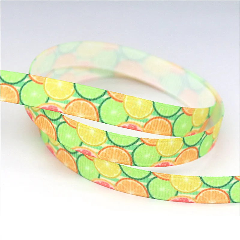 DHK 3/8'' 5yards Fruit Watermelon Lemon Strawberry printed grosgrain ribbon Accessory hairbow headwear DIY 9mm C1928