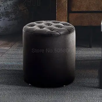 

Leather Sofa Stool Entrance Square Stool Household Shoe-changing Stool Small Round Leather Mound Living Room Stool Footstool Wea