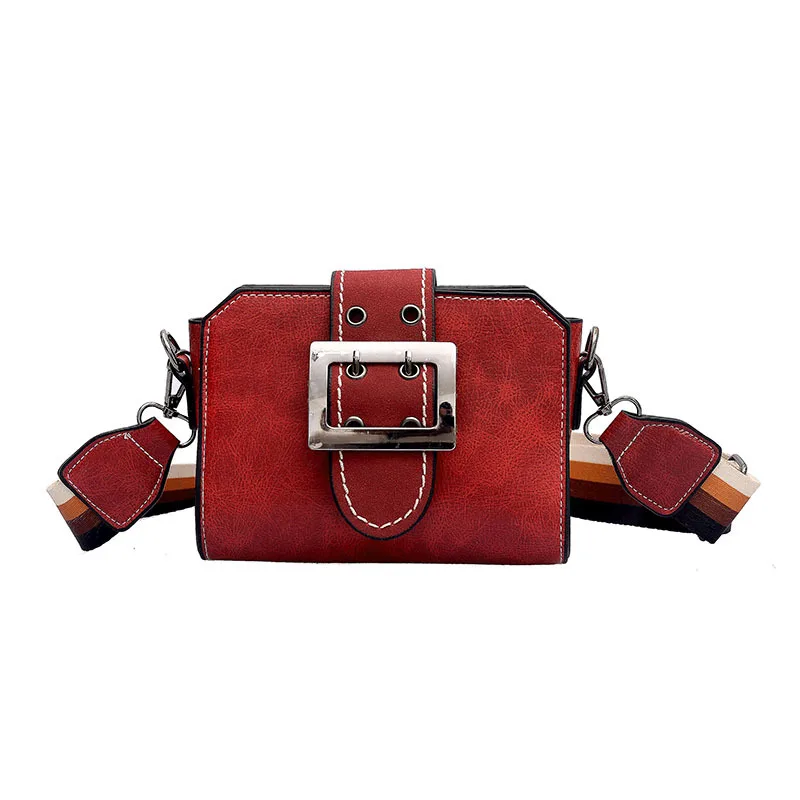 

2019 new Korean fashion solid color leather band girl wild wide shoulder bag Messenger bag