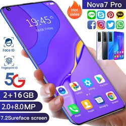 Global Version Nova 7 Pro Mobile Phone 7.2 Inch 5000mAh  Android 10.0 Unlock Dual Sim Cellphone Smartphone Celulares Mobiles