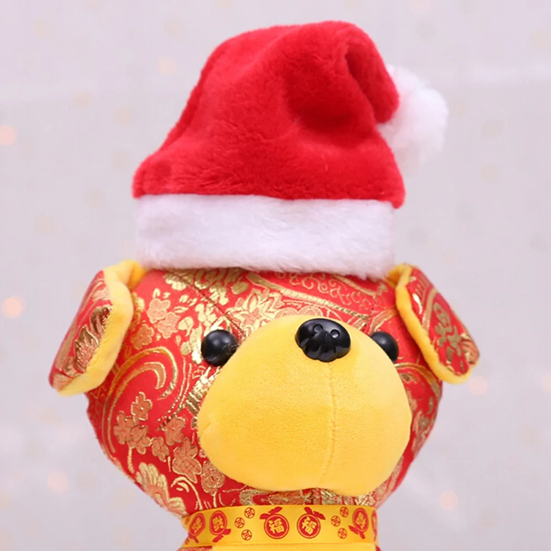 Зимняя собака красный Санта Клаус рождественские шапки теплая шапка для щенка Кепка с шариком плюшевые тканевые головные уборы для щенка собаки кошки рождественские принадлежности