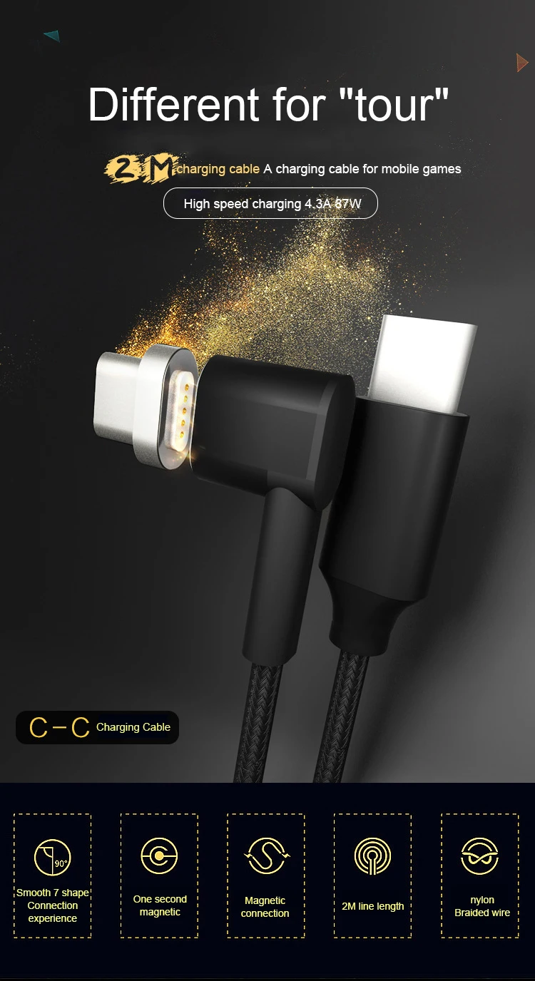 4.3A 87W магнитное Тип Кабеля C зарядный кабель для передачи данных для Macbook Pro 90 локоть кабель-Переходник USB C на Тип-C PD для быстрой зарядки шнур для samsung huawei