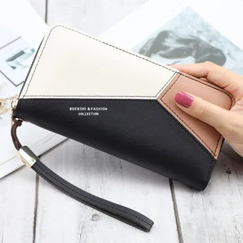 

2020 new ladies wallet fashion zipper wallet multi-functional hit color multi-card wallet long wallet large capacity clutch